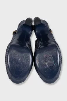 Blue python leather shoes