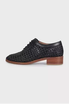 Black woven leather shoes