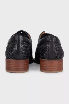 Black woven leather shoes
