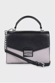 Two-tone leather satchel