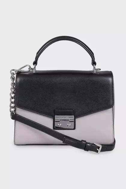 Two-tone leather satchel