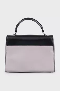 Two-tone leather satchel