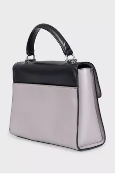 Two-tone leather satchel