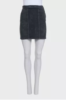 Gray velvet mini skirt