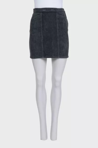Gray velvet mini skirt