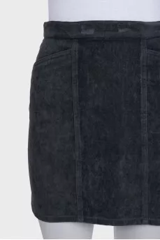 Gray velvet mini skirt