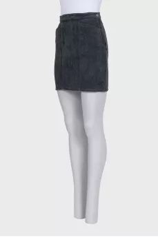Gray velvet mini skirt