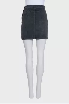 Gray velvet mini skirt