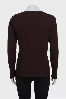 Dark brown long sleeve top with buckles on the shoulder