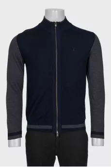 Men's two-tone zip-up cardigan