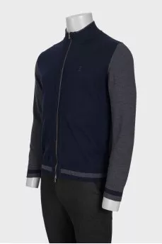 Men's two-tone zip-up cardigan