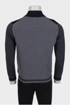 Men's two-tone zip-up cardigan