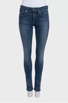 Blue skinny fit jeans with a distressed effect