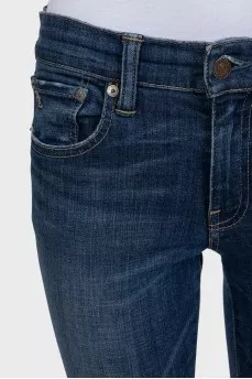 Blue skinny fit jeans with a distressed effect