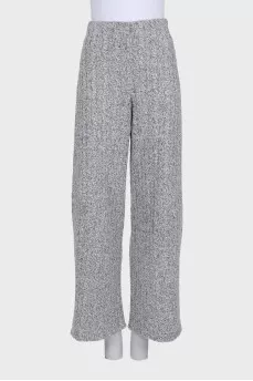 Gray suit with wide patterned trousers