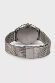 Men's silver watch with braided pattern