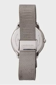 Men's silver watch with braided pattern