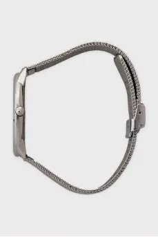 Men's silver watch with braided pattern