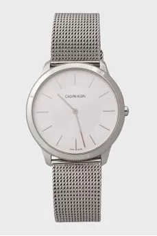 Men's silver watch with braided pattern