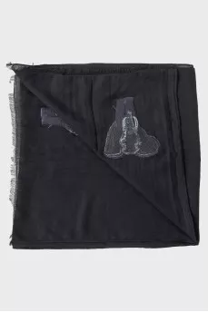 Men's scarf with embroidery, with tag