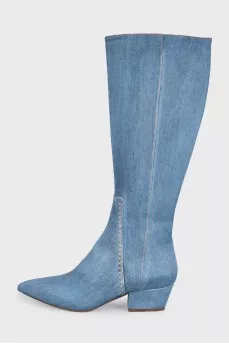 Blue denim boots
