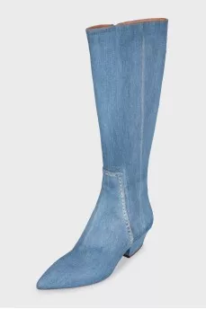 Blue denim boots
