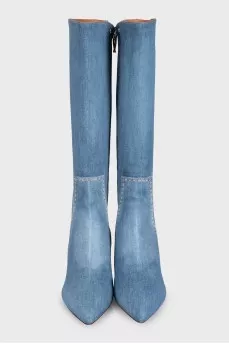 Blue denim boots