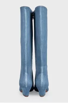 Blue denim boots