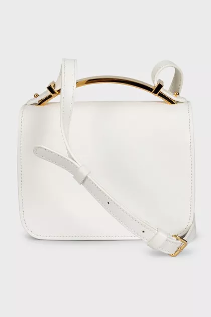 Leather crossbody bag with gold handle