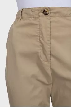 Beige straight-leg trousers with buttons