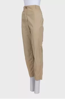 Beige straight-leg trousers with buttons