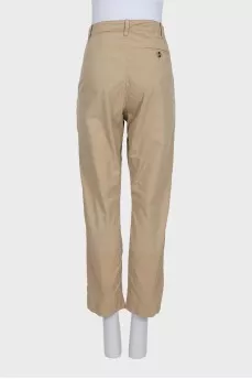 Beige straight-leg trousers with buttons