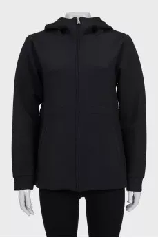 Sports black sweatshirt with a hood