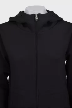 Sports black sweatshirt with a hood