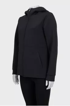 Sports black sweatshirt with a hood