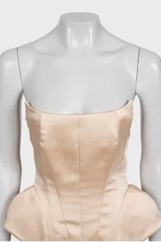 Satin suit with corset and skirt