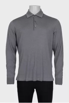 Men's long sleeve cashmere and silk polo shirt