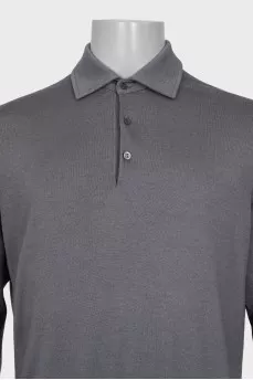 Men's long sleeve cashmere and silk polo shirt