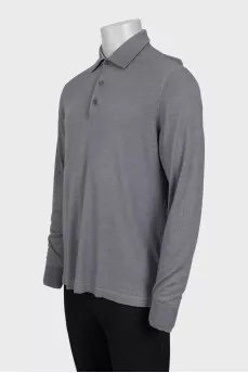 Men's long sleeve cashmere and silk polo shirt