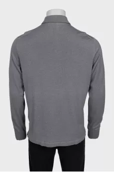 Men's long sleeve cashmere and silk polo shirt