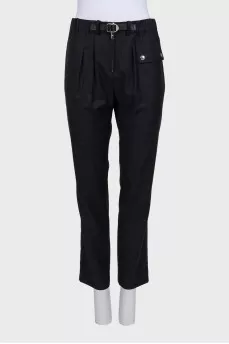 Straight-leg wool trousers with tag