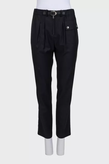 Straight-leg wool trousers with tag