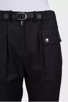 Straight-leg wool trousers with tag
