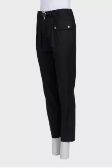 Straight-leg wool trousers with tag