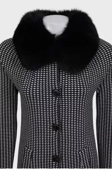 Black and white coat with a fur collar