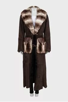 Brown rabbit fur coat