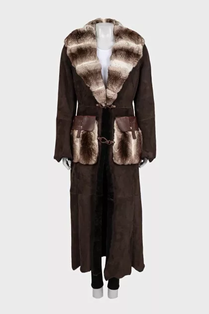 Brown rabbit fur coat