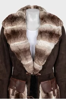 Brown rabbit fur coat