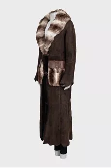 Brown rabbit fur coat