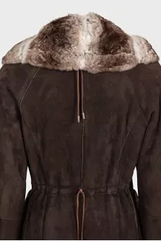 Brown rabbit fur coat